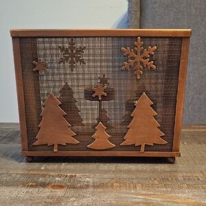Copper Holiday Tree and Snowflake Candle Holder
